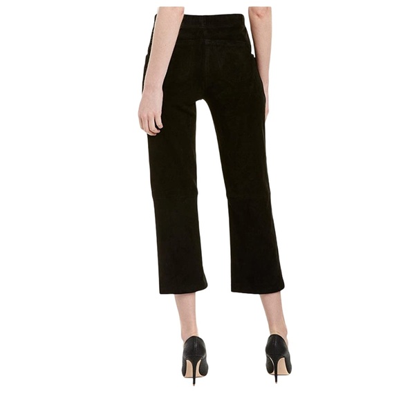NWT ELIE TAHARI Robina Black Suede Leather Cropped Pants | $995 Retail | Size 10 - Picture 2 of 7